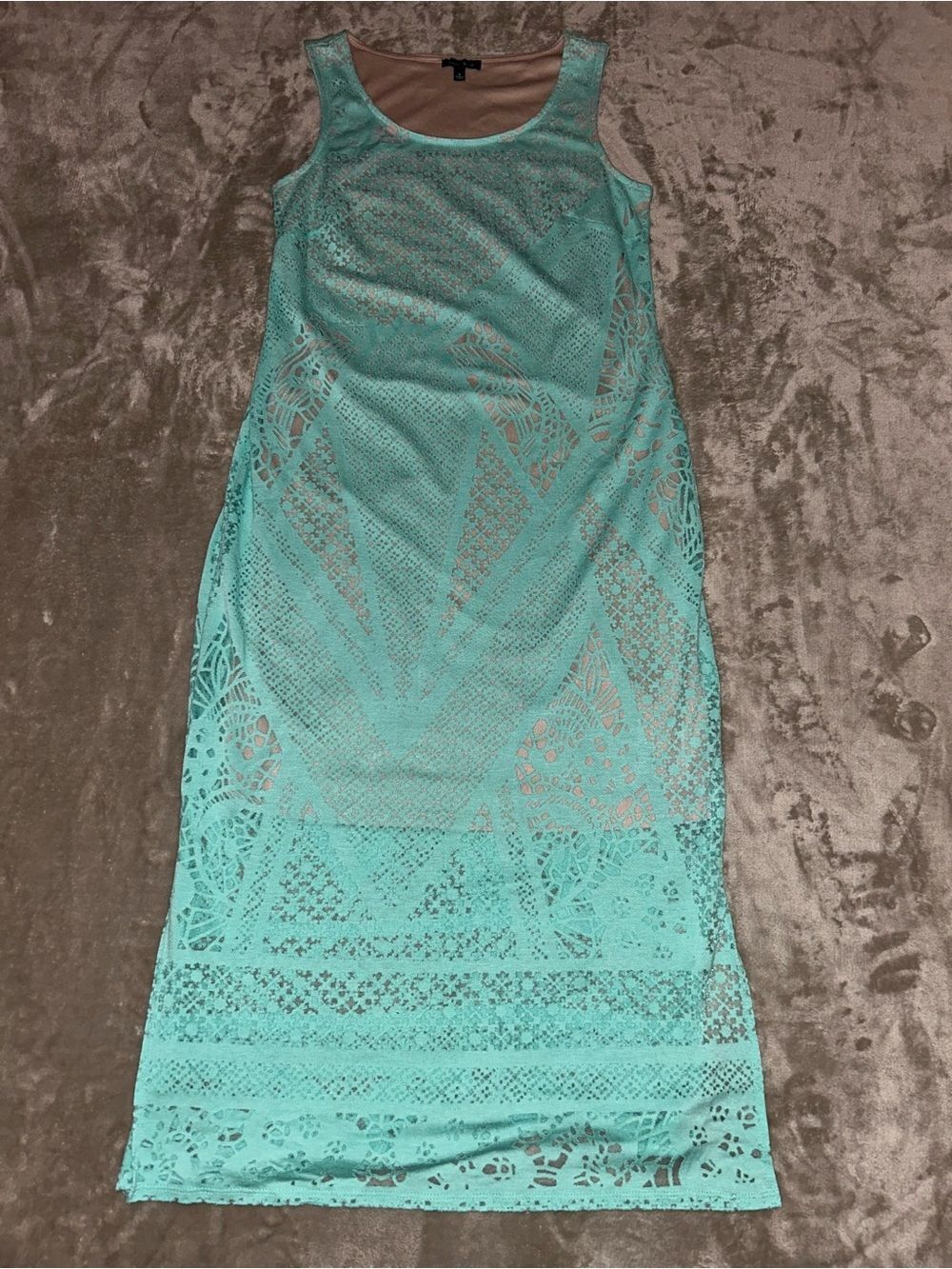 Sami & Jo Mint Lace Overlay Sleeveless Midi Dress Size Small
